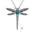 wholesale 925 Sterling Silver Dragonfly Urn Pendant Necklace Turquoise Stone Oxidized Memorial Jewelry-0-89
