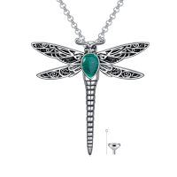 wholesale 925 Sterling Silver Dragonfly Pendant Necklace Wholesale With Crystal-Stone-Malachite
