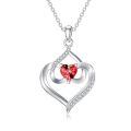 TOUPOP Sterling Silver Garnet Forever Love Heart January Birthstone Pendant Necklace Gift-0-0