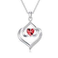 TOUPOP Sterling Silver Garnet Forever Love Heart January Birthstone Pendant Necklace Gift-undefined