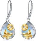 wholesale 925 Sterling Silver Opal Butterfly Flower Teardrop Dangle Earrings for Women Girls-0-0