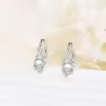 wholesale 925 Sterling Silver Black Pearl & Cubic Zirconia Celtic Dangle Hoop Earrings Wholesale for Women - Irish  Ideas-0-11