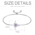 TOUPOP Sterling Silver Birthstone Cross Heart Bracelet Fine Jewelry Gifts-0-5