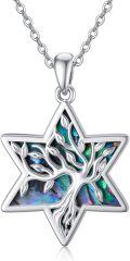 wholesale 925 Sterling Silver Star Shaped Abalone Shell Inlay Celtic Knot Tree Of Life Pendant Necklace-0-0