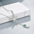 wholesale 925 Sterling Silver Dragonfly & Pineapple Lariat Necklace with Green CZ Stones - Gifts for Her-0-3