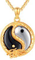 wholesale 925 Sterling Silver Black Onyx Ying-Yang Dragon Necklace for Women Men Gifts-0-0