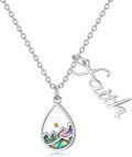 wholesale 925 Sterling Silver Abalone Shell Mountain Faith Pendant Necklace for Women-0-0