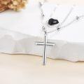 wholesale 925 Sterling Silver Heart Cross Pendant Layered Chain Necklaces Gifts for Women-0-2