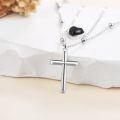 wholesale 925 Sterling Silver Heart Cross Pendant Layered Chain Necklaces Gifts for Women-0-2