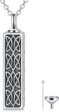 wholesale 925 Sterling Silver Celtic Knot Black Cubic Zirconia Cremation Pendant Keepsake Urn Necklace with Funnel and Fill Tool-0-0