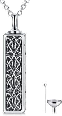 wholesale 925 Sterling Silver Celtic Knot Black Cubic Zirconia Cremation Pendant Keepsake Urn Necklace with Funnel and Fill Tool-Celtic Knot Urn-Celtic Knot Urn