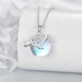 wholesale 925 Sterling Silver Blue Opalite Turtle Pendant Necklace with Swirl Design and CZ Accents-0-3