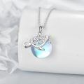 wholesale 925 Sterling Silver Blue Opalite Turtle Pendant Necklace with Swirl Design and CZ Accents-0-3