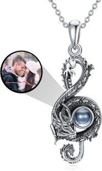 wholesale 925 Sterling Silver Labradorite and Moonstone I Love You Celtic Dragon Pendant Necklace for Women Men Couples  43cm Chain Length-03-Music Note Dragon-Photo