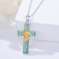 wholesale Sterling Silver Turquoise Cross Birth Flower Necklace 12 Month Pendant for Women Mom-0-22