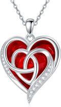 wholesale TOUPOP Birthstone Celtic Heart Pendant Necklace For Women Silver Heart Jewellery For Wife Birthday Gift For Her Girlfriend Necklace For Wife Sister Mom Valentine's Christmas Gift -0-0