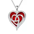 TOUPOP Sterling Silver Birthstone Celtic Heart Pendant Necklace-0-0