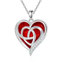 TOUPOP Sterling Silver Birthstone Celtic Heart Pendant Necklace-undefined