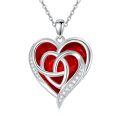 TOUPOP Sterling Silver Birthstone Celtic Heart Pendant Necklace-0-0