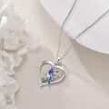 wholesale 925 Sterling Silver Heart-Shaped Bird Pendant Necklace with Blue and Green Accents-0-3