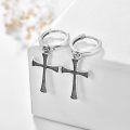 wholesale 925 Sterling Silver & Black Gold Plated Cross Huggie Hoop Earrings for Men and Women-0-1