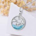 wholesale 925 Sterling Silver Natural Larimar Dolphin Pendant Necklace Ocean Jewelry Birthday Gifts for Women-0-3
