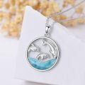 wholesale 925 Sterling Silver Natural Larimar Dolphin Pendant Necklace Ocean Jewelry Birthday Gifts for Women-0-3