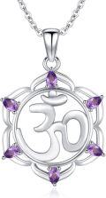 wholesale 925 Sterling Silver Om Symbol 7 Chakra Amethyst Healing Stone Pendant Necklace for Women-0-0
