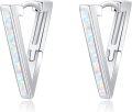 wholesale Sterling Silver Abalone Opal Triangle Huggie Hoop Earrings for Women-0-5