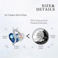 wholesale 925 Sterling Silver Heart-Shaped Blue Crystal Sea Turtle Pendant Necklaces for Mom & Daughter Gift Set-0-4