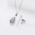 wholesale 925 Sterling Silver Floral Tear Drop Keepsake Pendant Necklaces w/Funnel Set for Women's Memorial Jewelry-0-1