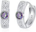 wholesale 925 Sterling Silver Celtic Knot Mystic Topaz Huggie Hoop Earrings for Men & Women-0-0