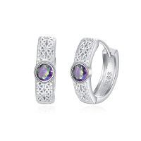 wholesale 925 Sterling Silver Celtic Knot Mystic Topaz Huggie Hoop Earrings for Men & Women-03-CZ CELTIC HOOP(SILVER)