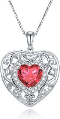 wholesale 925 Sterling Silver with 12 Birthstones Heart Celtic Necklace for Her-7-Jul-Ruby