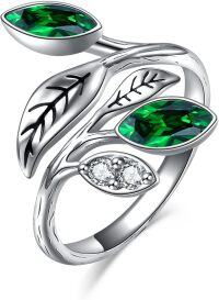 wholesale Sterling Silver CZ Chakra Tree Leaf Adjustable Ring (6 9 ) Holiday Gift-5-Emerald Ring