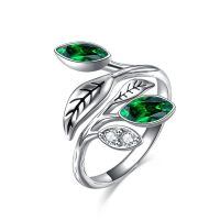 wholesale 925 Sterling Silver CZ Chakra Tree Leaf Adjustable Ring (6 9 ) Holiday Gift-5-Emerald Ring