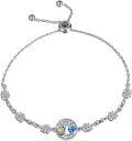 wholesale 925 Sterling Silver Tree of Life Adjustable Bolo Bracelet with Blue Crystal Heart and Leaf Charms Gifts for Women Girls Mom Wife Friendship-0-0