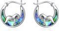 wholesale 925 Sterling Silver Abalone Shell Sloth Design Huggie Hoop Earrings Gift for Women and Girls-0-0