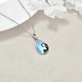 wholesale 925 Sterling Silver Teardrop Blue Opal Cat Pendant Necklace for Women Girls Gifts Jewelry 45cm Chain Length-0-4