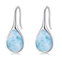 wholesale 925 Sterling Silver Turquoise Teardrop Threader Earrings for Women - Long Dangle Pierced Jewelry-Larimar pull through earrings