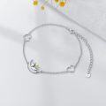 wholesale 925 Sterling Silver Heart & Moon Charm Anklet with Cat Design - Adjustable Gift for Women and Girls-0-1