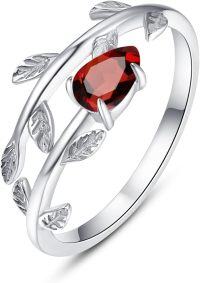 wholesale 925 Sterling Silver Garnet Birthstone Ring - Adjustable Size 7-9, Hypoallergenic, Gift for Women, Mom, Sister, Valentine's Day-Garnet