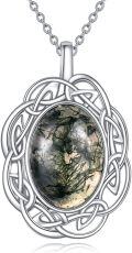 wholesale Sterling Silver Celtic Trinity Knot Necklace with Moonstone Moss Agate Amethyst Lapis Lazuli Larimar Malachite Peridot Turquoise Pendant-0-5