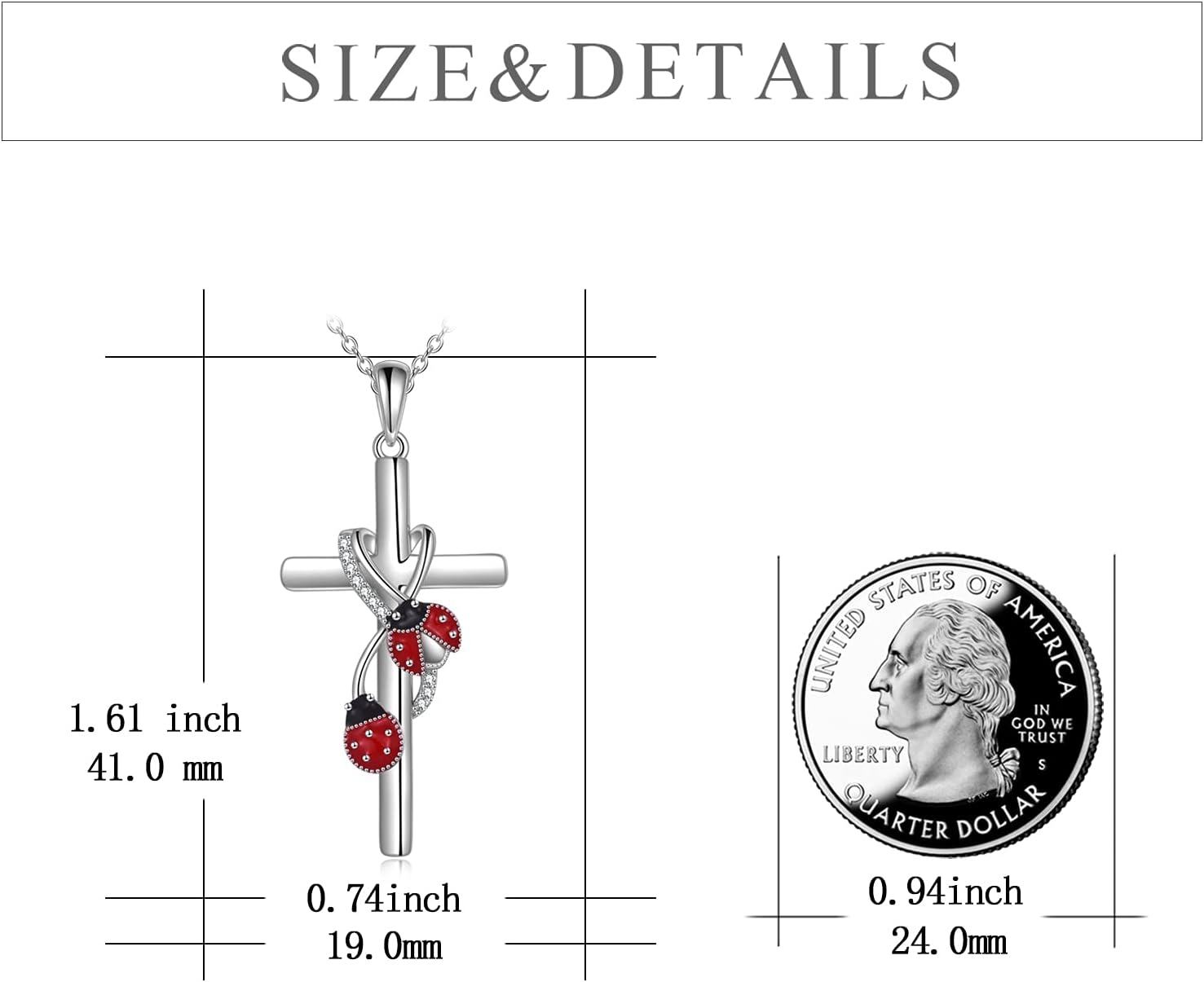 wholesale 925 Sterling Silver Ladybug Cross Pendant Necklaces for Women Gift Ideas-0-3