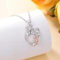 wholesale 925 Sterling Silver Anatomical Heart with Girl and Cat Pendant Necklace for Family Women-0-1