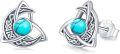 wholesale 925 Sterling Silver Turquoise Celtic Triquetra Stud Earrings - Vintage  for Her-0-0