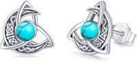 wholesale 925 Sterling Silver Turquoise Celtic Triquetra Stud Earrings - Vintage  for Her-C-Celtic Turquoise Earrings