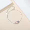 wholesale 925 Sterling Silver Pink Tourmaline Cat Bracelet, 18mm Cute Delicate Kitten Charm Jewelry Gift for Women Girls-0-1