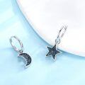 wholesale 925 Sterling Silver Mismatched Star Moon Turquoise Drop Earrings Platinum Plated-0-1