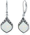 wholesale Sterling Silver Natural Gemstone Vintage Irish Celtic Teardrop Dangle Earrings-0-24